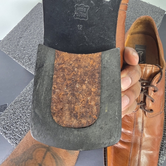 Marco Luigi Men's 12A Brown Leather Derby Dress Shoes Square Toe Vero Cuoio - Picture 8 of 9